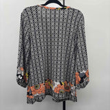 Ruby Rd. Women's Size M Black Floral Long Sleeve Shirt