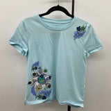 Talbots Women's Size S Light Blue Floral Short Sleeve Shirt