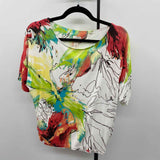 Chico's Women's Size M White Floral Short Sleeve Shirt