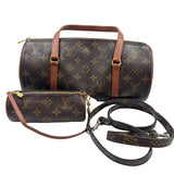 Authenticated LOUIS VUITTON 1993 Brown Monogram PAPPILLON 30 Barrel Bag Set