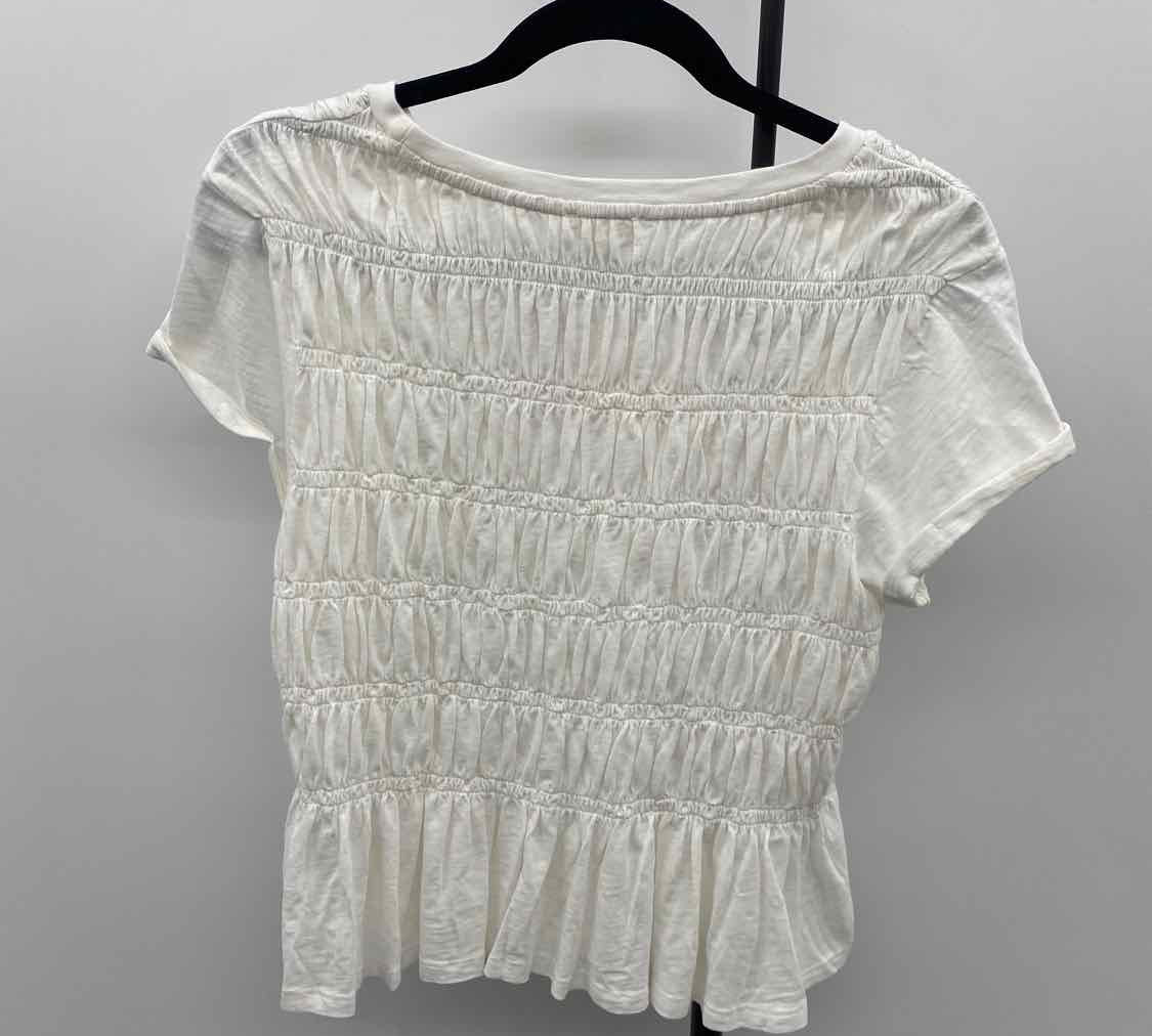 Pilcro Junior's Size M Ivory Textured Short Sleeve Shirt