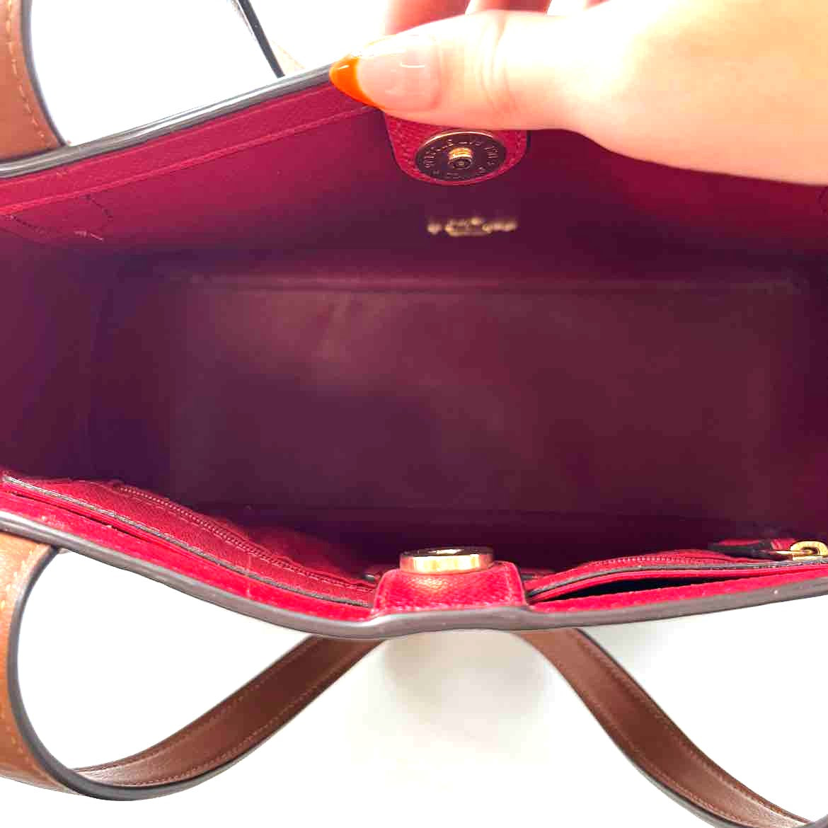 Interior COACH Black & Brown HORSE & CARRIAGE TOTE 27 Handled Tote Bag Purse