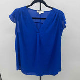 Chaus Women's Size 1X Royal Blue Solid Short Sleeve Shirt
