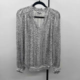 Maison d'Amelie Women's Size M White Spotted Long Sleeve Shirt