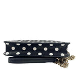 Bottom KATE SPADE Black & White CHEERS CHARMING DOT Flap-Front Crossbody Purse w/Chain Strap