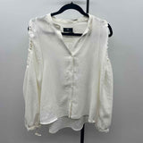 For All Mankind Women's Size S Ivory Solid Long Sleeve Shirt