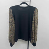 les amis Women's Size M Black Floral Long Sleeve Shirt