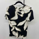 Nine West Women's Size M Black Abstract Short Sleeve Shirt