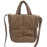 UNBRANDED Tan Quilted Nylon Handled Puffer Tote Bag Purse w/Crossbody Strap