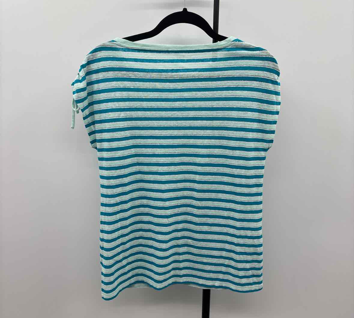 Talbots Women's Size S Aqua Stripe Short Sleeve Shirt