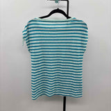 Talbots Women's Size S Aqua Stripe Short Sleeve Shirt