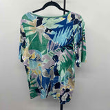 Chico's Women's Size XL Green Leaf Short Sleeve Shirt