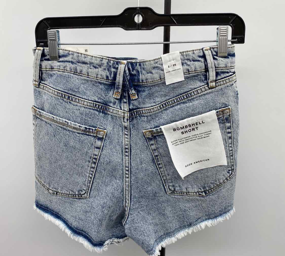 Good American Women's Size 2 Blue Distressed Shorts