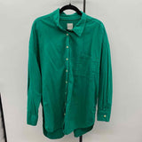 Maeve Junior's Size XL Green Solid Long Sleeve Shirt