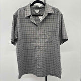 Haggar Men's Size L Charcoal Plaid Short Sleeve Shirt