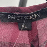 Paper Moon Women's Size XL maroon Checkered Long Sleeve Shirt