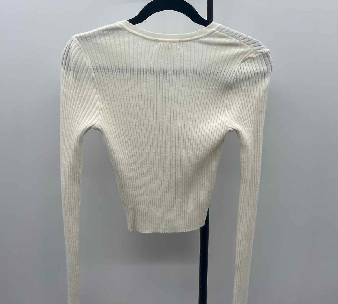 Z Supply Women's Size S Ivory Ribbed Long Sleeve Shirt