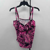 Island Escape Women's Size 14 Pink Leaf Swimsuit - Separate