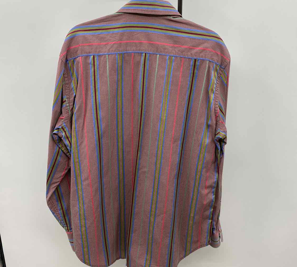 Robert Graham Men's Size L Maroon Striped Long Sleeve Shirt