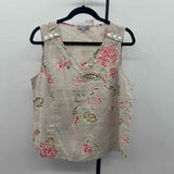 Habitat Women's Size M Tan Floral Sleeveless Shirt