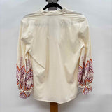 Chico's Women's Size S Ivory Embroidered Long Sleeve Shirt