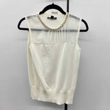 Cable & Gauge Women's Size S Ivory Beaded Sleeveless Shirt
