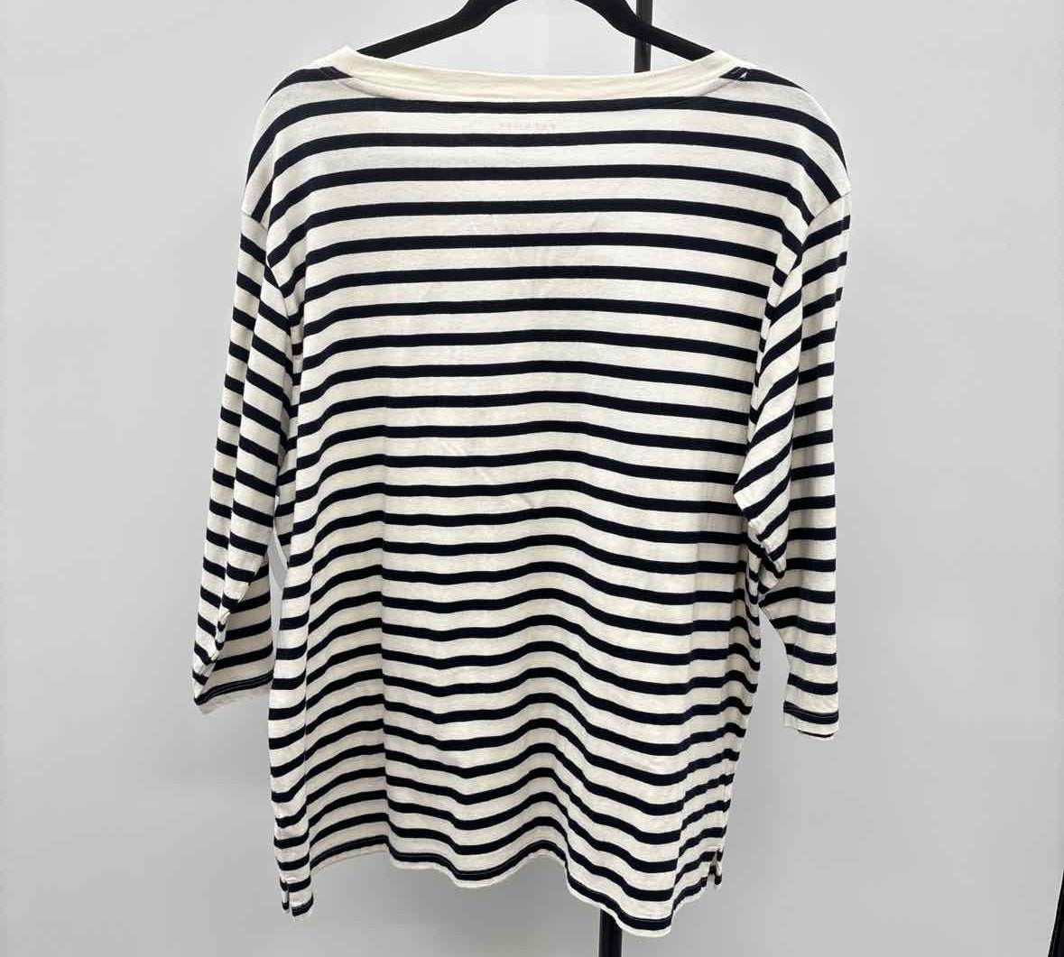 Talbots Women's Size 2X Black Stripe Long Sleeve Shirt
