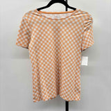 Talbots Women's Size SP Peach Gingham Short Sleeve Shirt