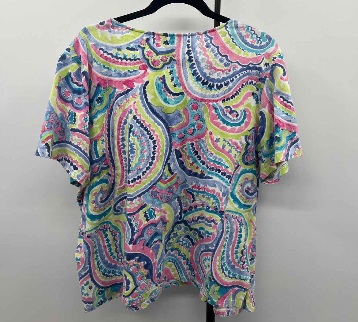 Alfred Dunner Women's Size XL Blue Paisley Short Sleeve Shirt
