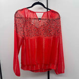 Lucky Brand Women's Size M Orange Floral Long Sleeve Shirt
