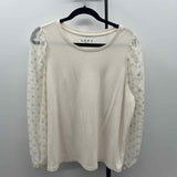 Loft Women's Size L Ivory dotted Long Sleeve Shirt
