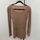 Calvin Klein Women's Size M Mocha Ribbed Long Sleeve Shirt