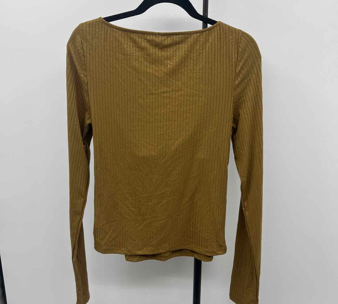 Anthropologie Junior's Size L Olive Ribbed Long Sleeve Shirt