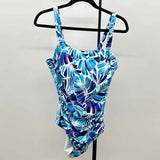 Unbranded Women's Size 14 Blue Leaf Swimsuit - 1 Piece