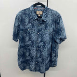 Dakota Grizzley Men's Size XL Blue Cotton Leaf Short Sleeve Shirt