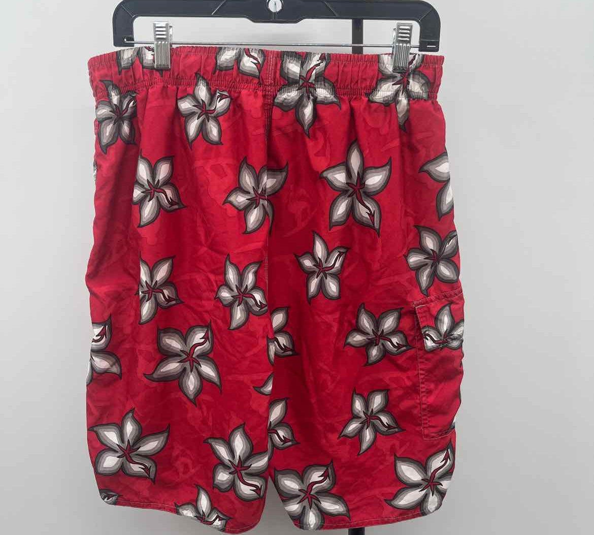 Liquid Wave Men's Size L Red Floral Swim Trunks