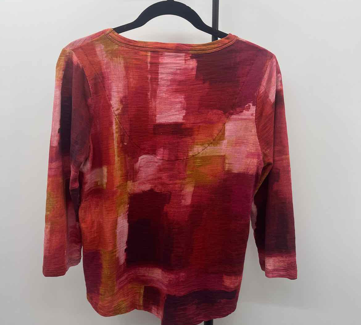 Chico's Women's Size S maroon Abstract Long Sleeve Shirt