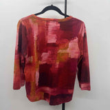 Chico's Women's Size S maroon Abstract Long Sleeve Shirt