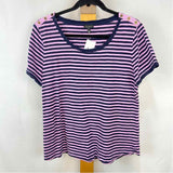Talbots Women's Size L Lavender Stripe Short Sleeve Shirt
