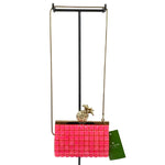 KATE SPADE Hot Pink Pineapple LEMONDROP LELLA Frame Clutch Purse w/Gold Cord Crossbody