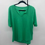 Chico's Women's Size L Green Heathered Short Sleeve Shirt