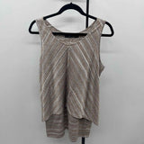 Neesha Women's Size L Tan Stripe Sleeveless Shirt