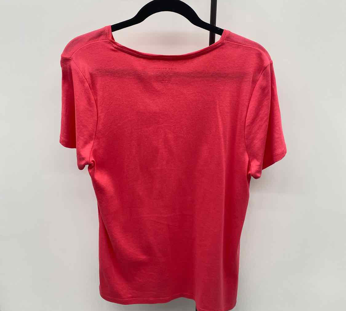 Charter Club Women's Size L coral Solid Short Sleeve Shirt