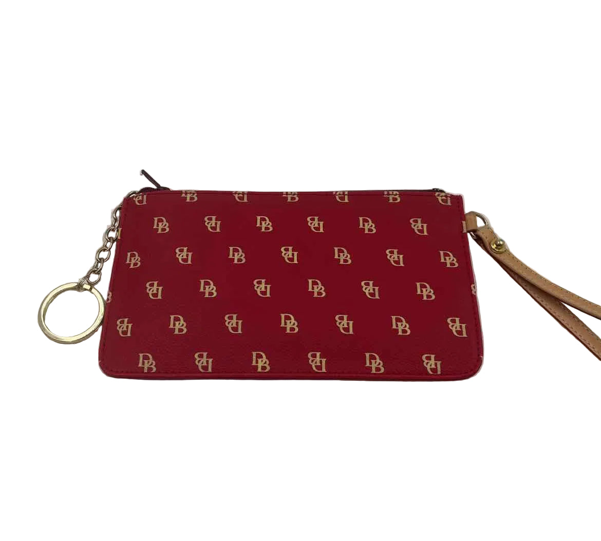 DOONEY & BOURKE Red Signature Logo Wristlet Pouch w/ID Sleeve & KeyRing