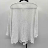 Rebecca Malone Women's Size LP White Textured Long Sleeve Shirt