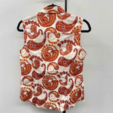 Charter Club Women's Size M Orange Paisley Sleeveless Shirt