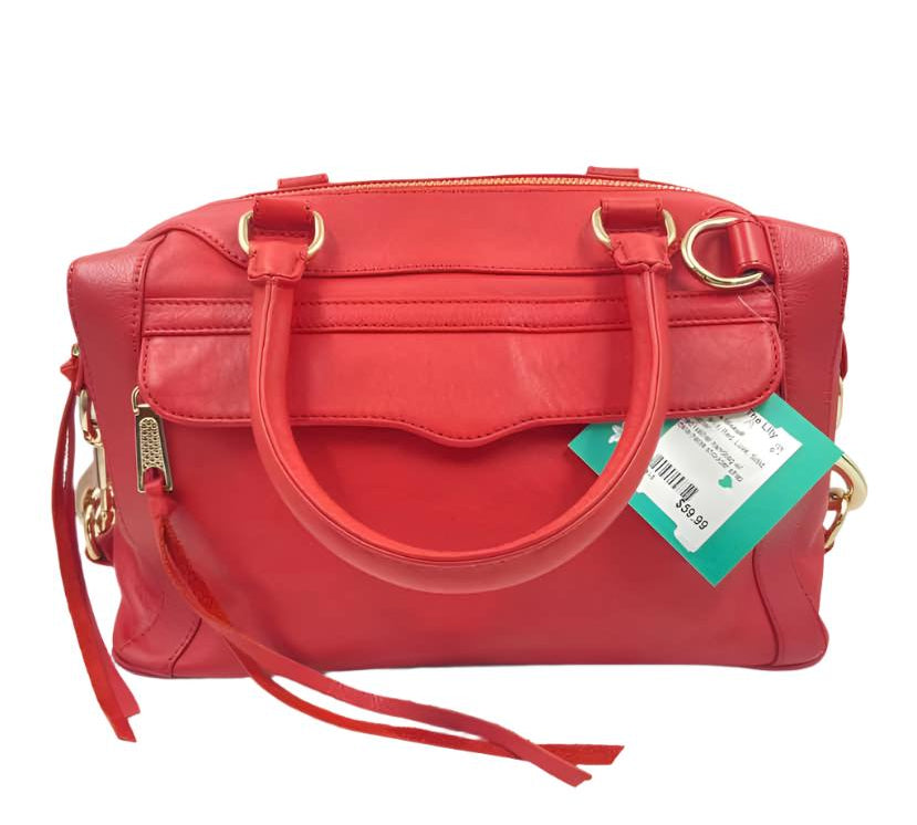 REBECCA MINKOFF Red Leather MINI M.A.B. Handled Satchel w/Crossbody Strap