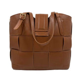 BORSE in PELLE Brown Woven Leather Handled Tote Bag Purse