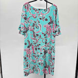 Pappagallo Women's Size 16 Aqua Floral Dress