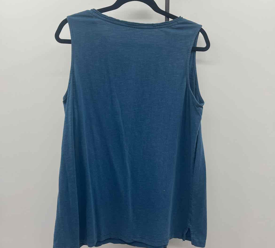 Coldwater Creek Women's Size L Blue Solid Sleeveless Shirt